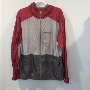 Marmot Two-Tone Red and Gray Lightweight Windbreaker Jacket Men’s Large